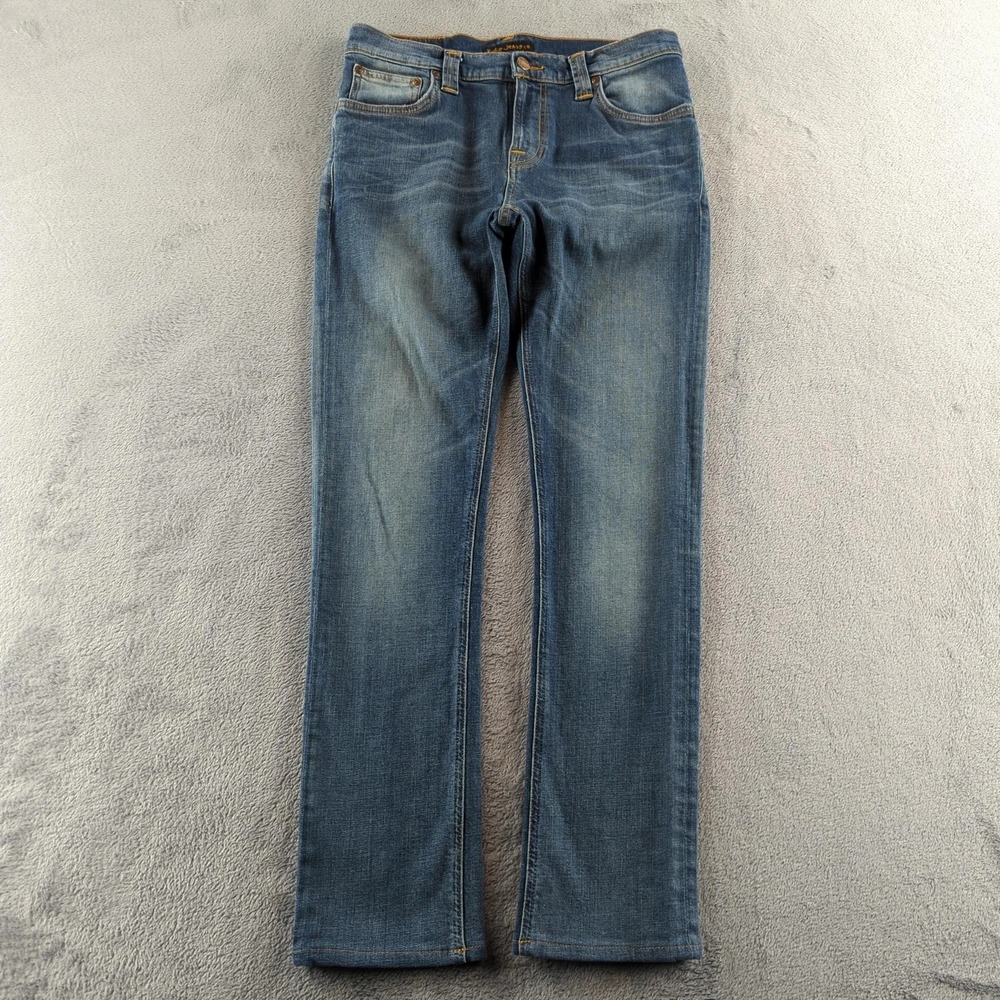 Nudie Jeans Jeans Mens 31 Blue Tube Tom Misty Indigo Organic Denim Slim Fit